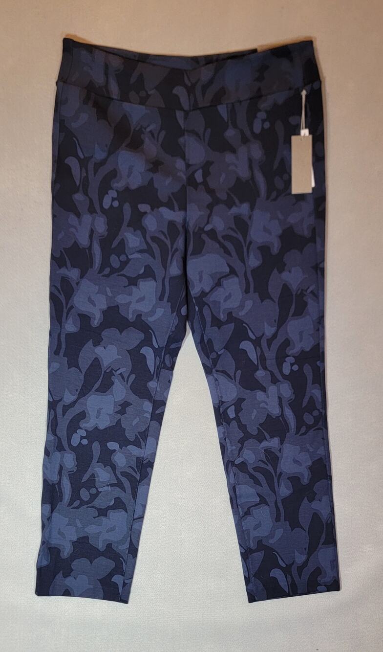 NWT Soft Surroundings Solana Pull On Straight Leg Ponte Pants Navy Blue XL 18